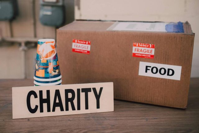 A charity donations box